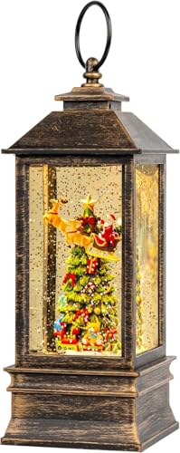 10.4" Musical Lighted Christmas Snow Globe Water Lantern - Flying Santa