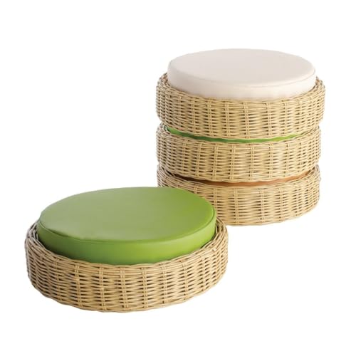 Washable Synthetic Rattan Poufs for Kids - Set of 4
