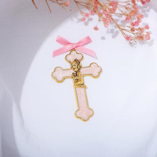 Pink Enamel Baby Wall Cross - Baptism and Christening Gift for Girls