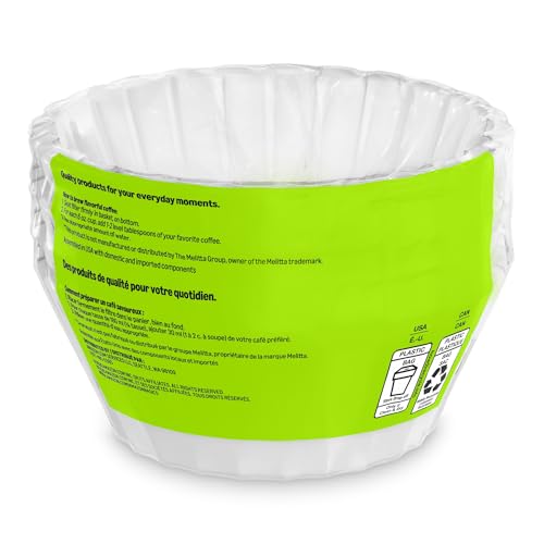 Basket Coffee Filters for 8-12 Cup Coffee Makers - White, 200 Count - Compostable