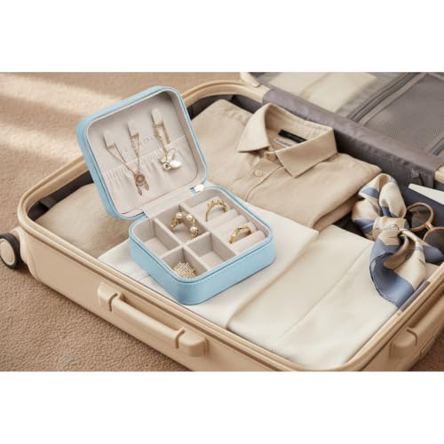 VLANDO Blue Travel Jewelry Box Organizer for Girls & Women, Gift Storage Case