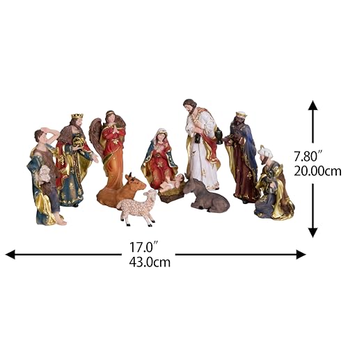8 Inch Nativity Set Christmas Scene Figurines - 11 Piece Religious Decor