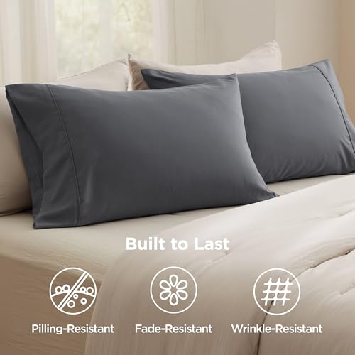 Bedsure Queen Pillowcase Set of 2 - Soft Microfiber Pillow Covers, 20x30 In