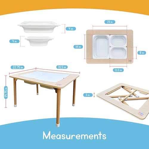 Foldable Sensory Activity Table for Toddlers with Storage Bins and Lid