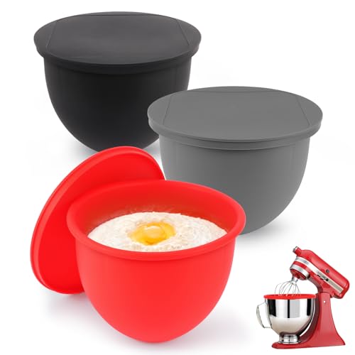 Silicone Bowl Liners with Lids for 5-Quart Stand Mixers, 3-Pack