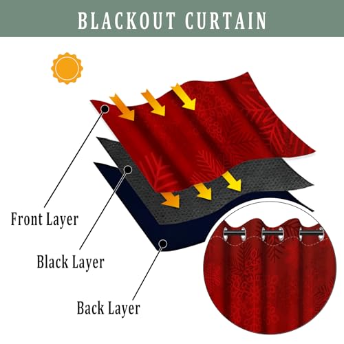 Red 42x84 Inch Blackout Curtains 2 Panels for Bedroom Living Room Thermal Insulated