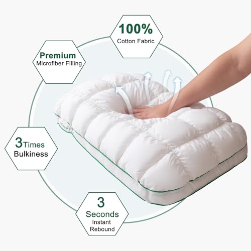Fluffy Queen Size Bed Pillow - Soft Down-Alternative Filling