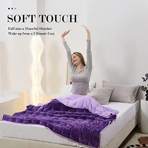 15lb Purple Weighted Blanket - Fuzzy Flannel & Soft Sanded, 48x72