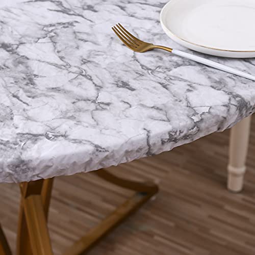 Round Vinyl Fitted Tablecloth with Flannel Backing & Elastic Edge (37"-44")
