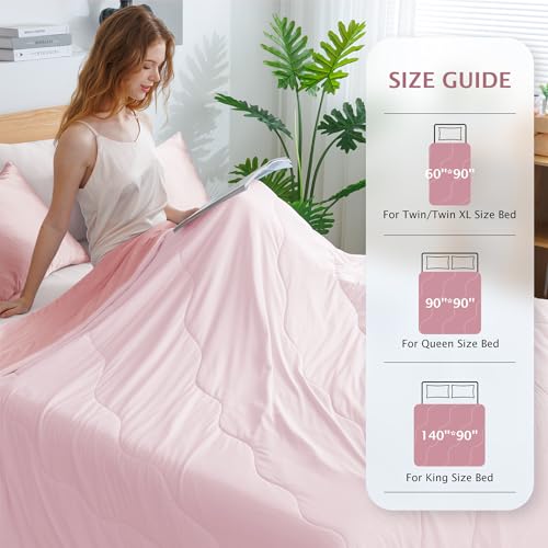 BEAUTEX Queen Cooling Comforter - Lightweight Blanket for Hot Sleepers, Pink