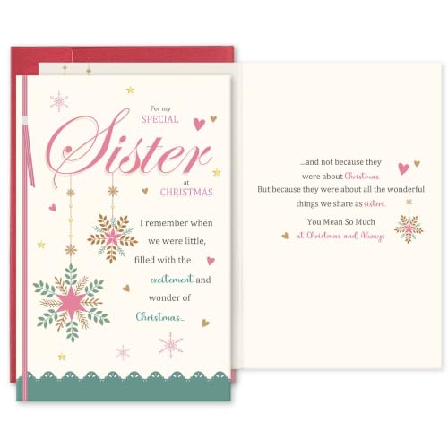 Sister Merry Christmas Card - Sister Edition with Red Envelope (8x5.3in) by hvdler
