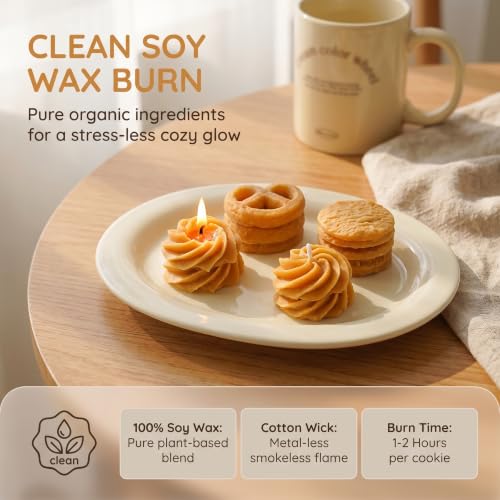 Cookie-Shaped Candles 4-Pack Coffee Milk Scent | Handcrafted Soy Wax