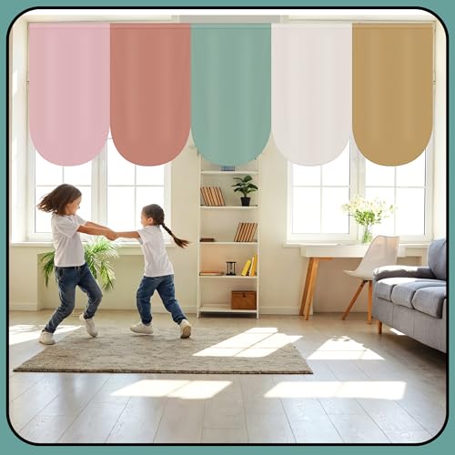 8-Piece Colorful Boho Window Curtain Set, 36 x 24 Inch Durable Drapes