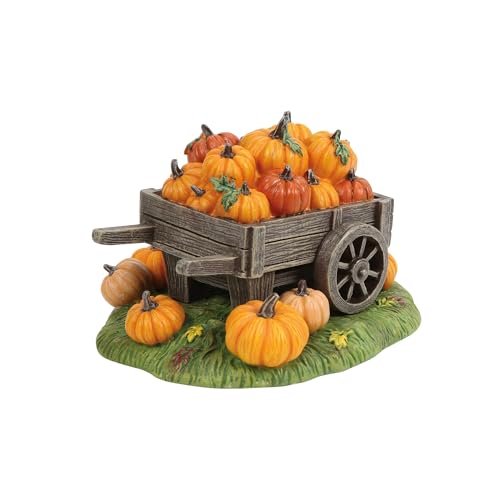 Halloween Harvest Pumpkin Wagon Village Figurine - 3.1 Inch Resin Decor