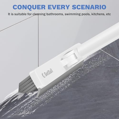 V-Shaped Grout Cleaner Brush with Adjustable Long Handle & Swivel Head