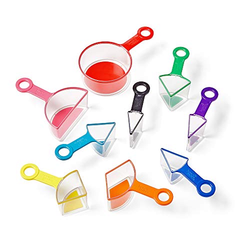 Rainbow Fraction Measuring Cups Set of 9 for Kids Math and Baking