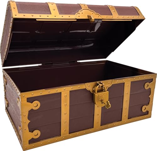 Treasure Chest with Lock and Key - Durable Plastic Storage Container for Kids & Classroom