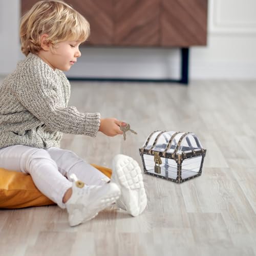 Clear Plastic Pirate Treasure Chest for Kids - 5.11-inch Treasure Box Toy