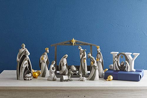 10-Piece Holy Family Nativity Set - Resin Manger Scene Christmas Decor