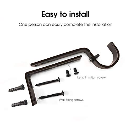 Heavy Duty Adjustable Curtain Rod Brackets, Bronze Metal Holders (Set of 3)