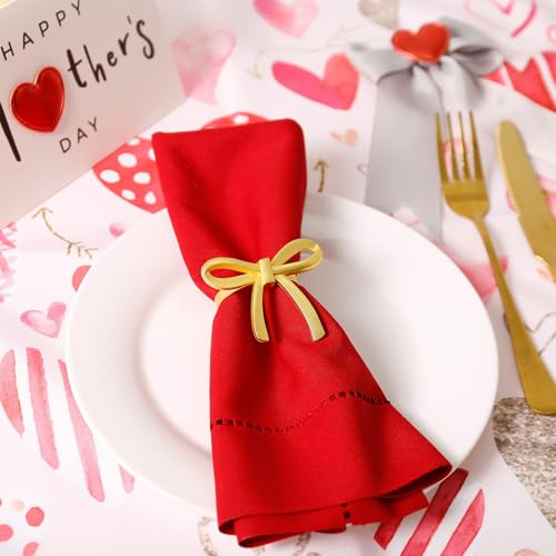 Wonlex Matte Gold 20 Pcs Bow Napkin Rings Elegant Table Decor for Weddings & Parties