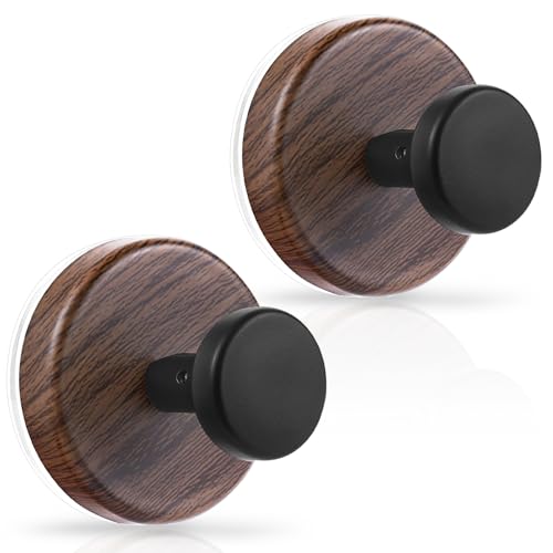 Heavy Duty Suction Cup Wreath Hangers for Front Door - 2 Pack (Walnut)