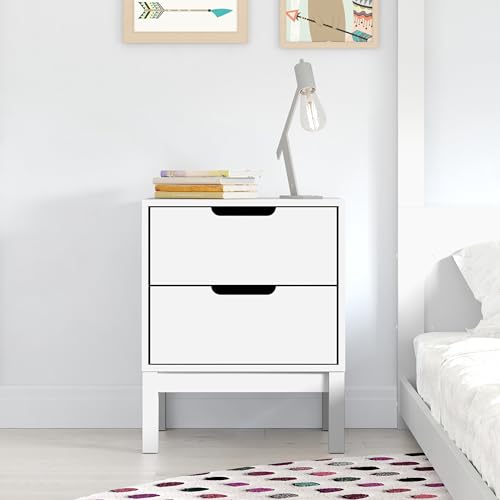 Kids Wooden 2-Drawer Nightstand with Smooth-Glide Drawers