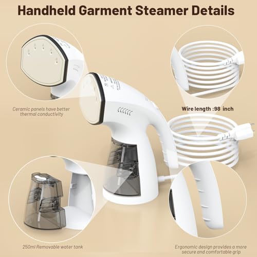 2-in-1 Handheld Clothes Steamer and Dry Iron with 250ml Tank