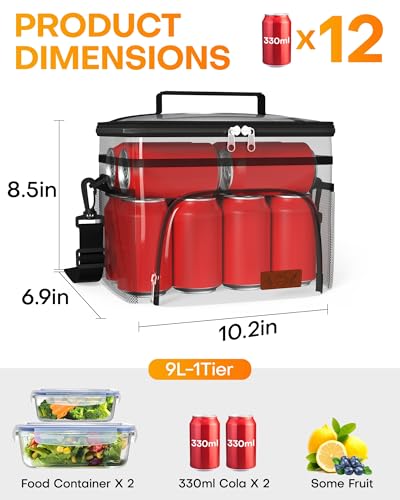 HOTOR Insulated Lunch Box & Leak-Proof Cooler Bag 9L - Black