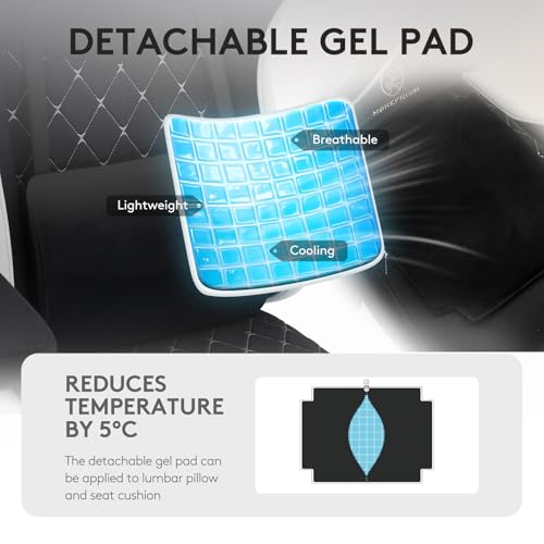 Ergonomic Fabric Gaming Chair with Footrest, Massage Lumbar & Gel Cushion