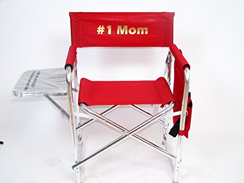 Personalized Folding Director Chair with Side Table and Storage Pocket