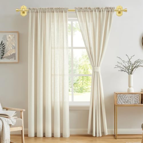 No-Drill Gold Curtain Rod - Adjustable 32 to 58 Inch Window Drapery Rod