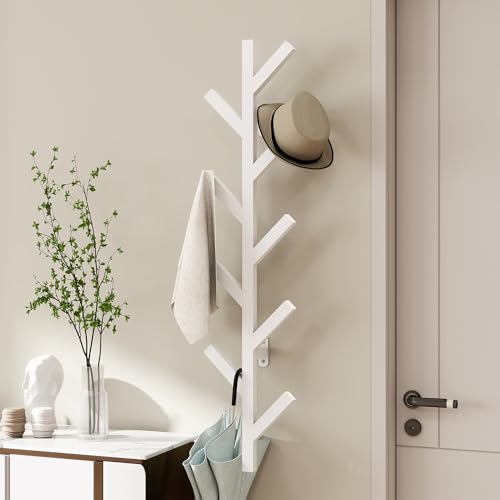 Vertical Wall-Mounted Coat Rack, 37.8-inch Steel Hat Hook with 9 Hooks