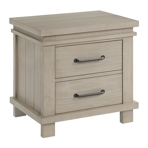 2-Drawer Nursery Nightstand with Soft-Close Glides, Stone Wash Finish