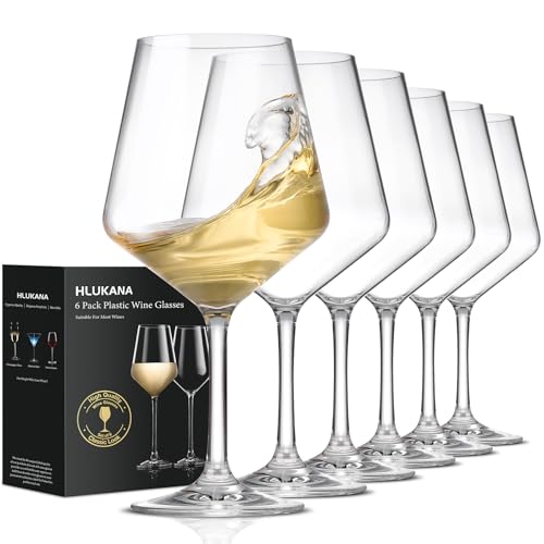 Unbreakable Plastic Wine Glasses 16 oz - Set of 6 BPA-Free Stemware