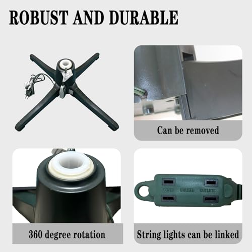360-Degree Rotating Christmas Tree Stand with Outlets - 80 lb Capacity