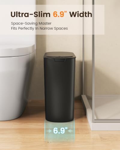 5 Gallon Automatic Touchless Trash Can with Motion Sensor Slim Black