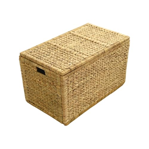 30-Inch Handwoven Wicker Storage Trunk with Removable Liner and Lid