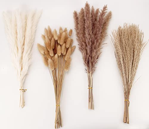 100 Stems Natural Dried Pampas Grass Decor - 17" Boho Floral Bouquet