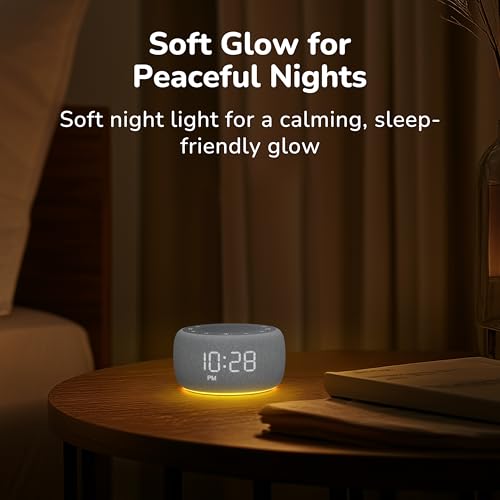 2-in-1 Alarm Clock with White Noise Sound Machine & Ambient Night Light