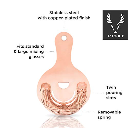Viski Hawthorne Cocktail Strainer Copper Finish - Professional Bar Tool