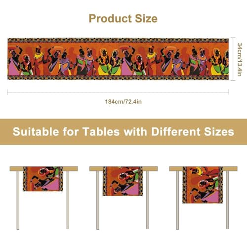 DKMQQUL African Table Runner 13x36 Inch Retro Black Women Tribal Decor Kwanzaa
