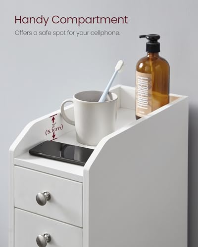 Slim Bathroom Storage Cabinet with Slide-Out Drawers, White