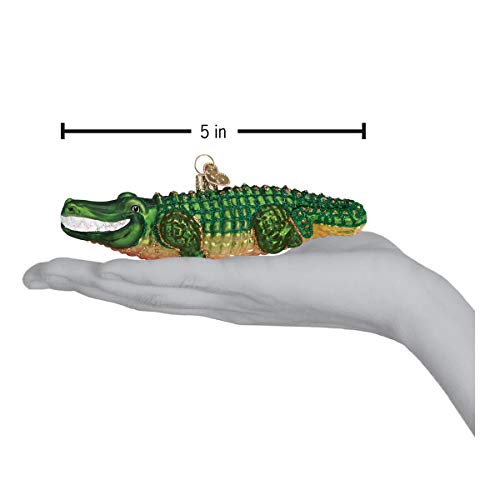 Alligator Glass Christmas Ornament, Handcrafted Glittered Holiday Decor