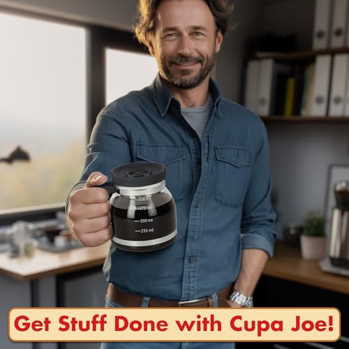 Cupa Joe 20oz Spill-Proof Coffee Mug with Vintage Diner Style Glass Pot - Funwares
