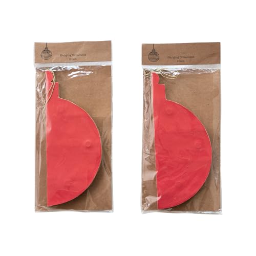Red Cream Honeycomb Paper Ornament – Glittering 7" Christmas Decoration