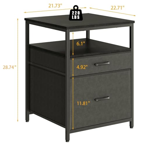 Mini Fridge Stand with 3-Tier Storage and Fabric Drawers, 22-Inch Tabletop
