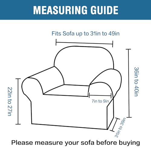 Stretch Velvet Armchair Cover - Soft & Durable Slipcover for Chairs (Gray, 31"-49")