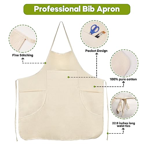 Professional 100% Cotton Canvas Bib Apron with 3 Pockets for Men and Women