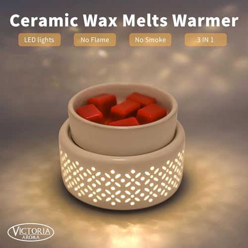 Ceramic Wax Melt Warmer with LED Night Light - Electric Fragrance Melter